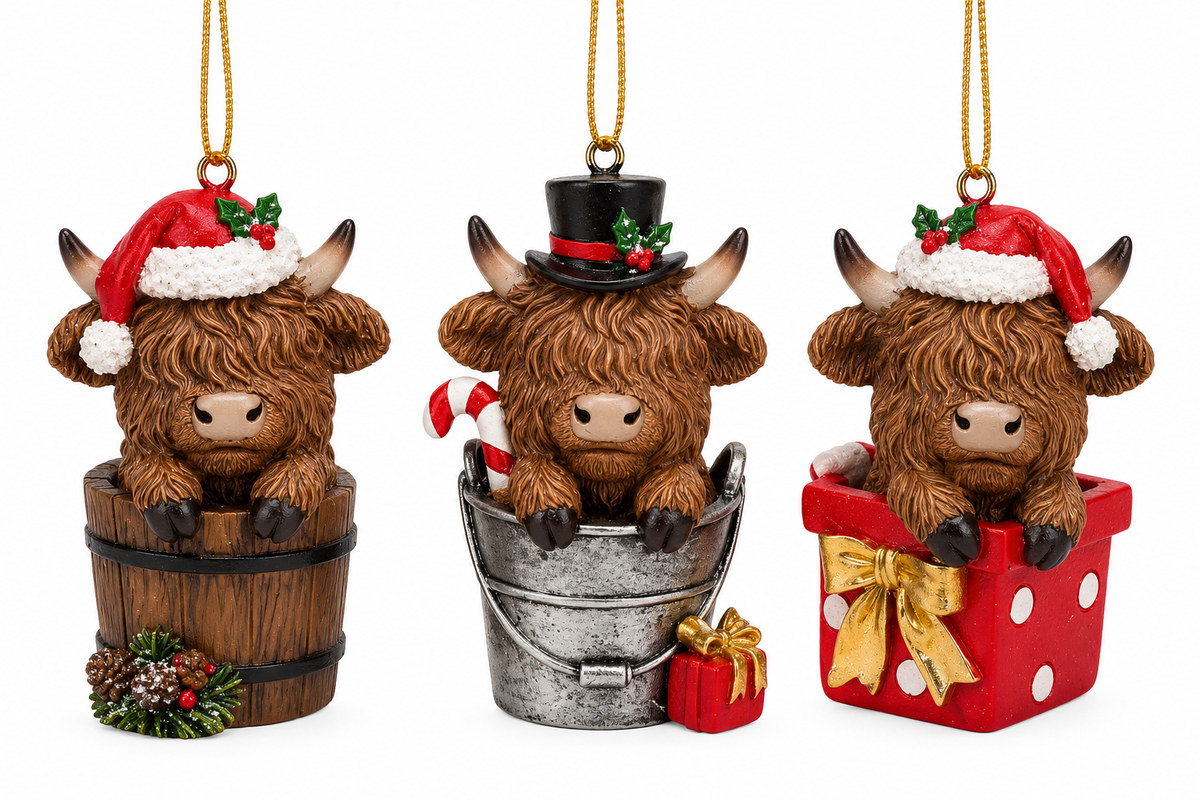 Resin Highland Cow Hanging Ornament
