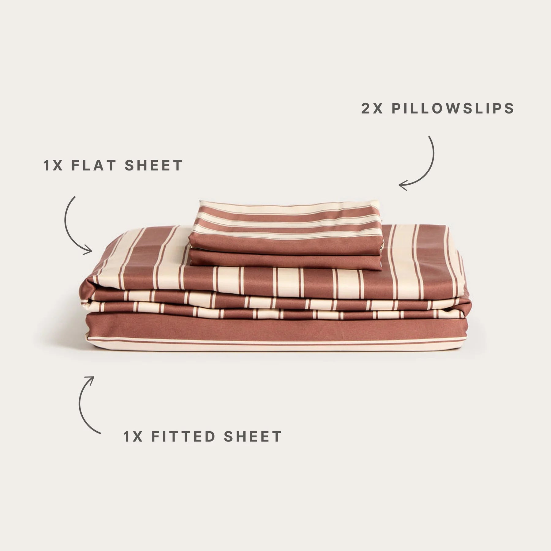 100% Organic Bamboo Sheet Set | Cinnamon Stripe