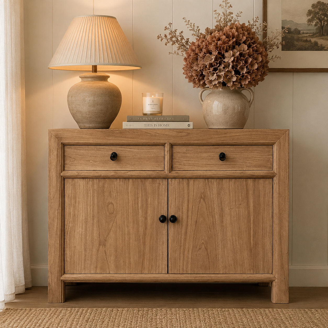 Elm 2 Drawer 2 Door  Natural Cabinet | 120cm
