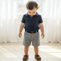 Baby Boys Polo Romper | Navy