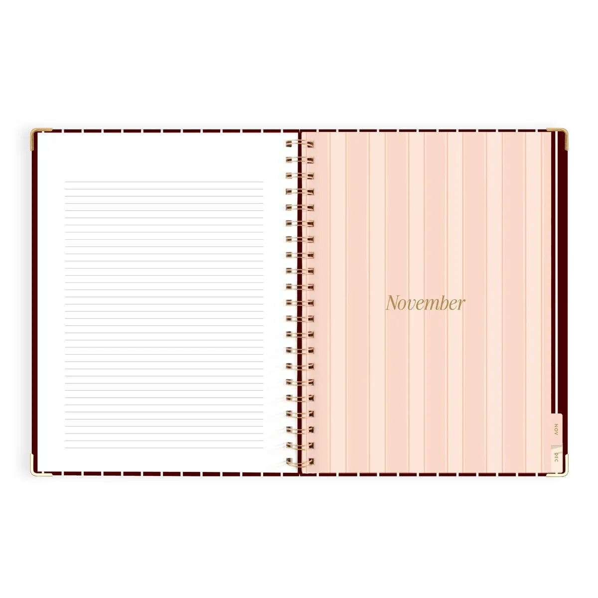 2027 A4 Academic Vertical Planner | Merlot Pinstripe