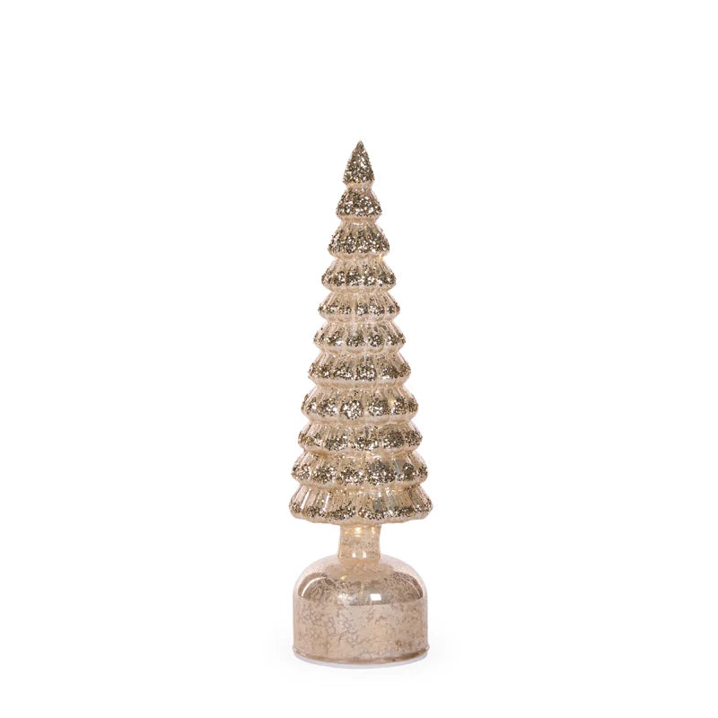 33 cm Champagne Mercury Glass Rotating Led Tree
