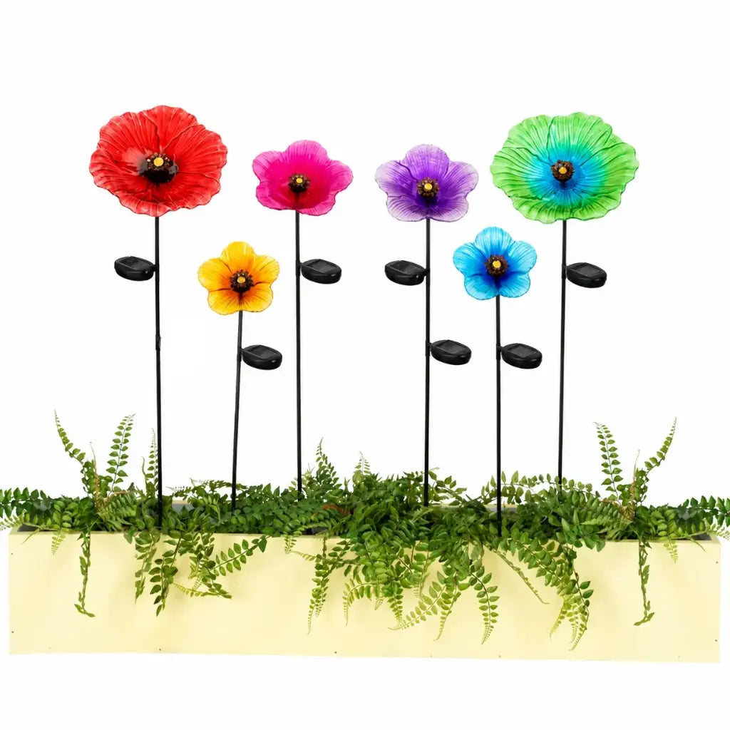 Glass Flower Solar Stake