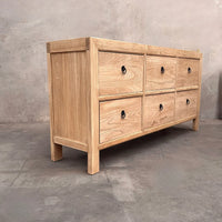 Elm 6 Drawer Natural Cabinet | 180cm