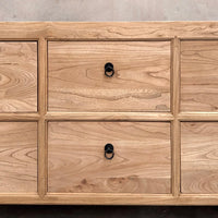 Elm 6 Drawer Natural Cabinet | 180cm