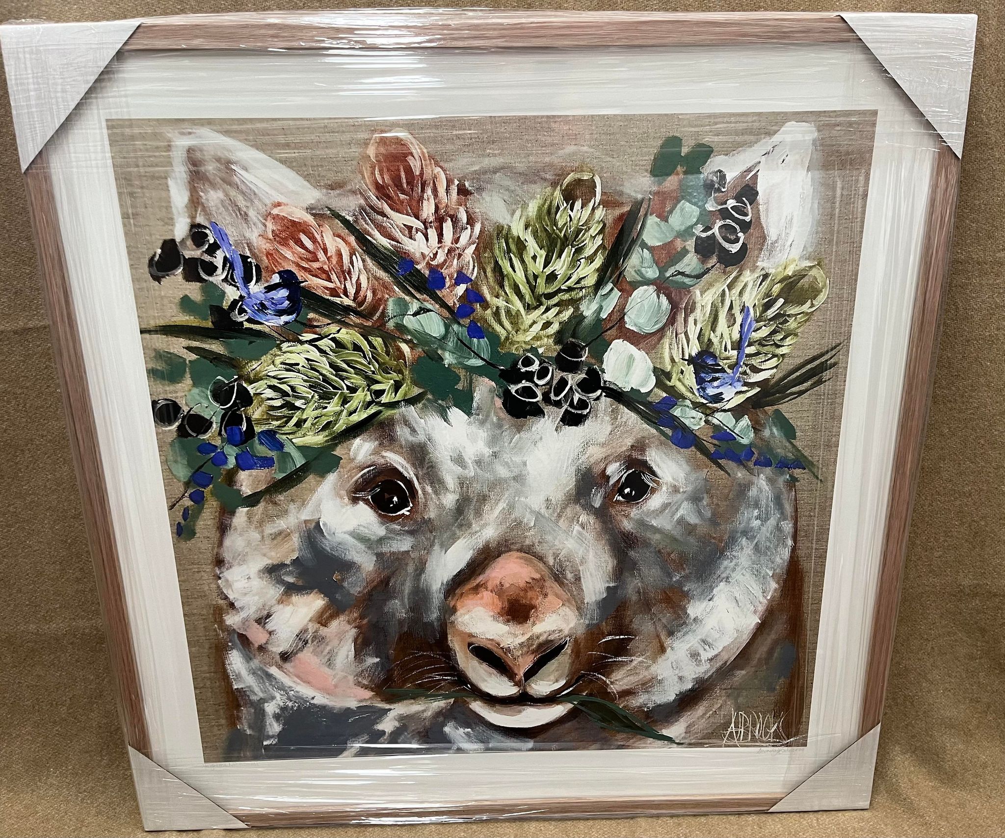 Forget Me Not  Wombat Print | Oak Framed