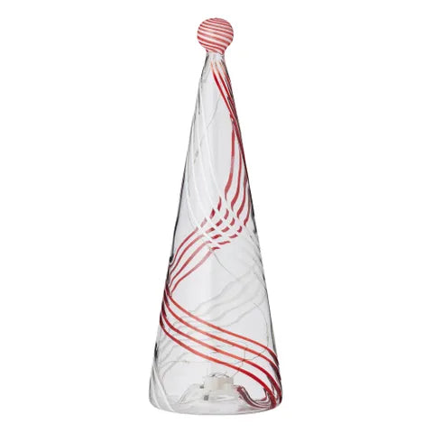 Spiraled Cone Tree Glass | Red/White