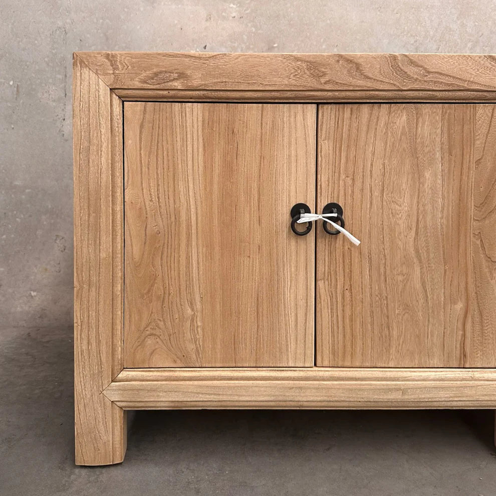 Elm 4 Door Low Natural Cabinet