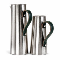 S/Steel Grid Pattern Small Jug Green Leather Handle 2.2L
