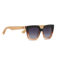 Soluna Ombre l Sunglasses l Black Polarised Lens l Walnut Maple Arm