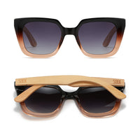 Soluna Ombre l Sunglasses l Black Polarised Lens l Walnut Maple Arm