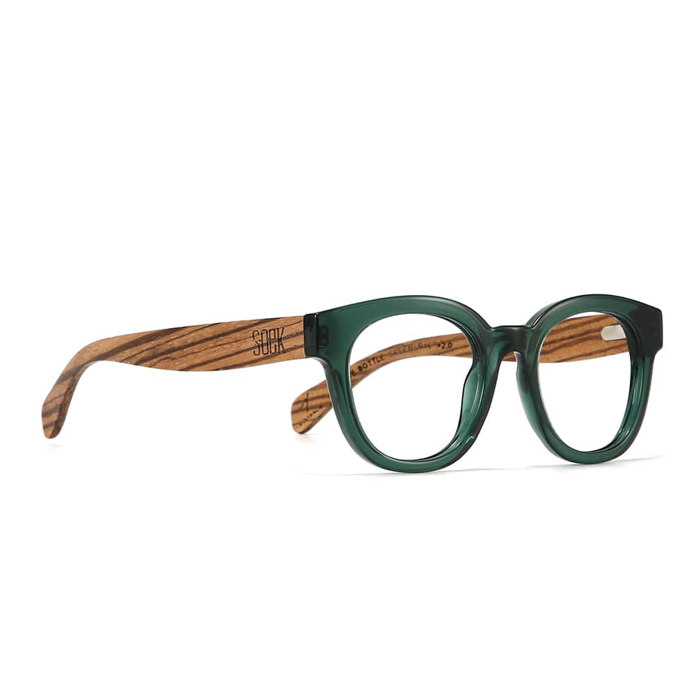Alive Bottle Green l Wooden Blue Light Magnifying Reader