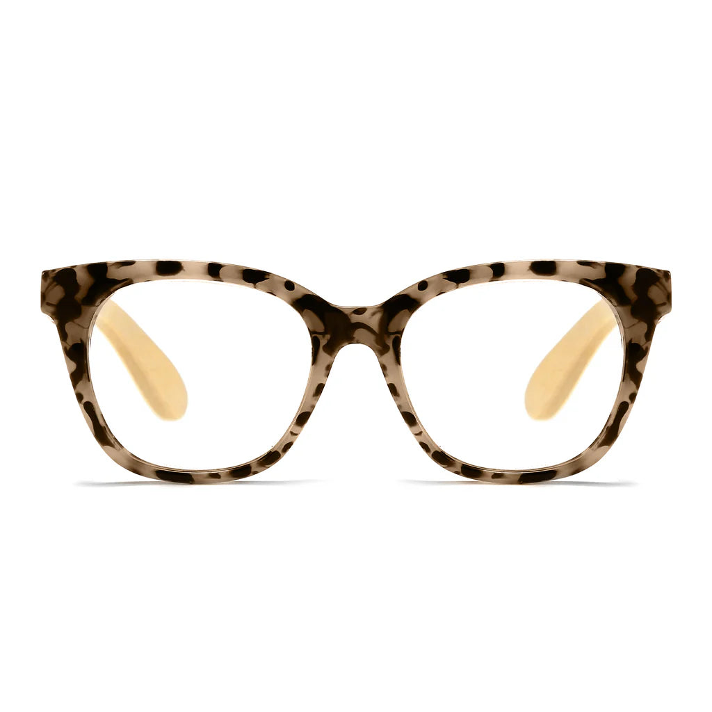 Lila Grace Ivory Tortoise l Wooden Blue Light Magnifying Reader