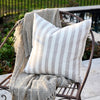 Santi Outdoor Linen Cushion | White/Silver Stripe