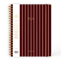 2027 A4 Academic Vertical Planner | Merlot Pinstripe