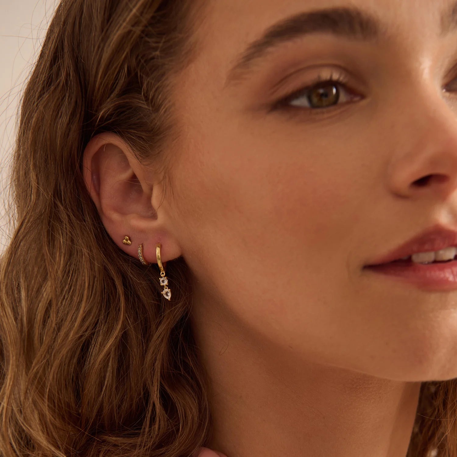 Double Drop Huggies | Yellow Gold