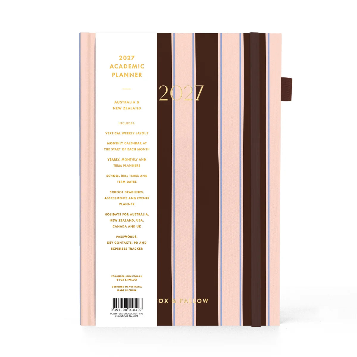 2027 A5 Academic Vertical Planner | Chocolate Stripe