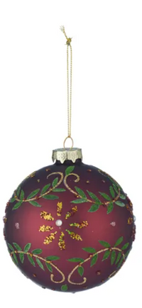 Glass Bauble Glitter Matte | Burgundy