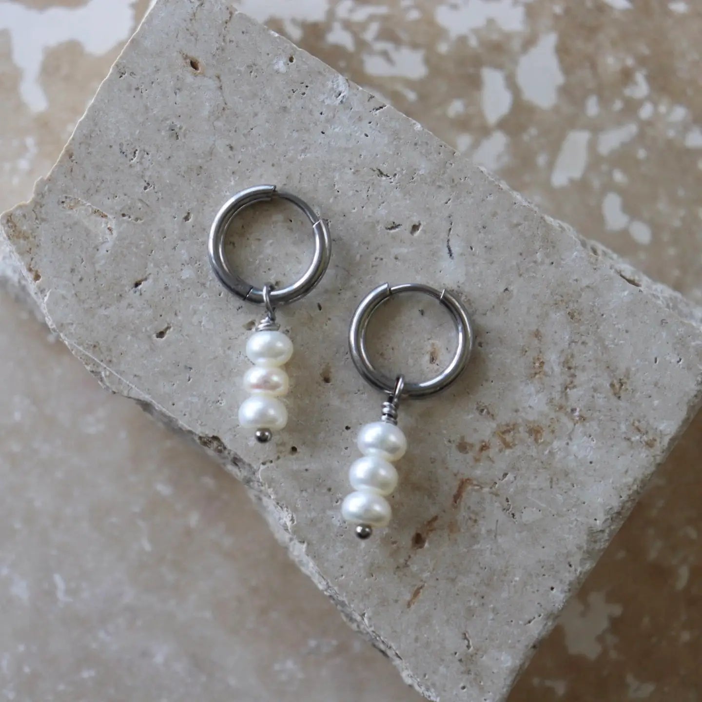 Mallow Stack Earrings | Silver Stainless Steel