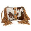 Mornington | Cowhide Sling Bag With Turquoise Stonework and Fringes