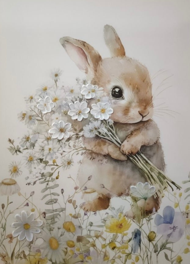 Wildflower Bunny A Brushed Canvas Print
