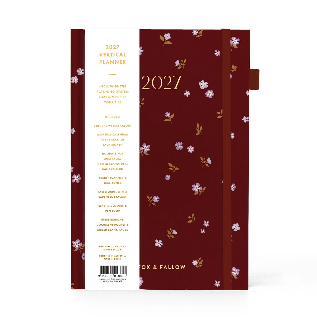 2027 A5 Vertical Planner | Cherry Wisteria