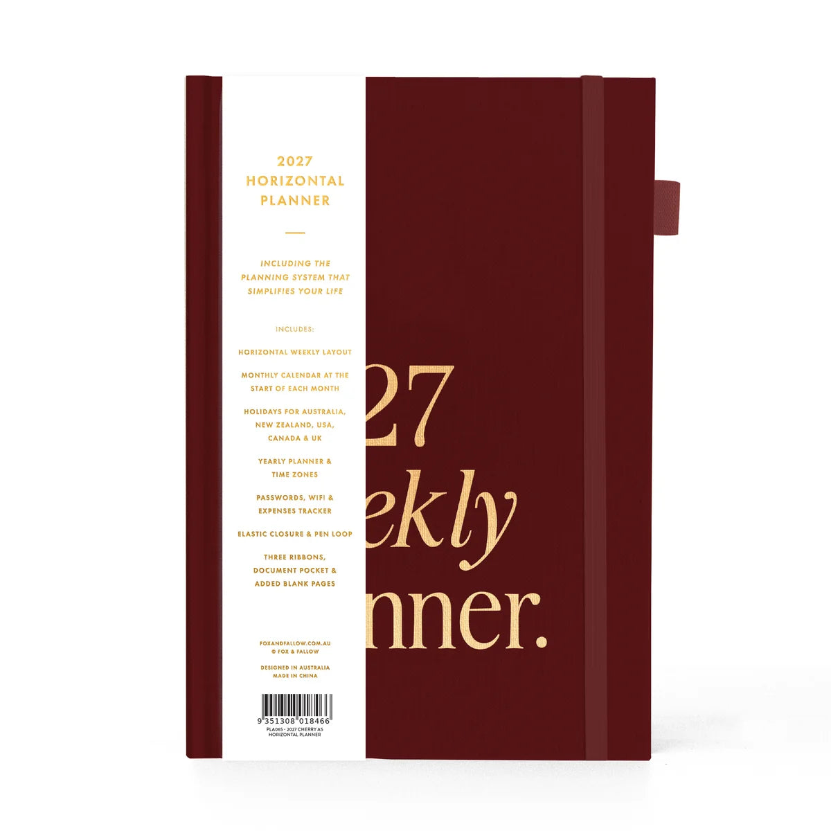 2027 A5 Horizontal Planner | Cherry