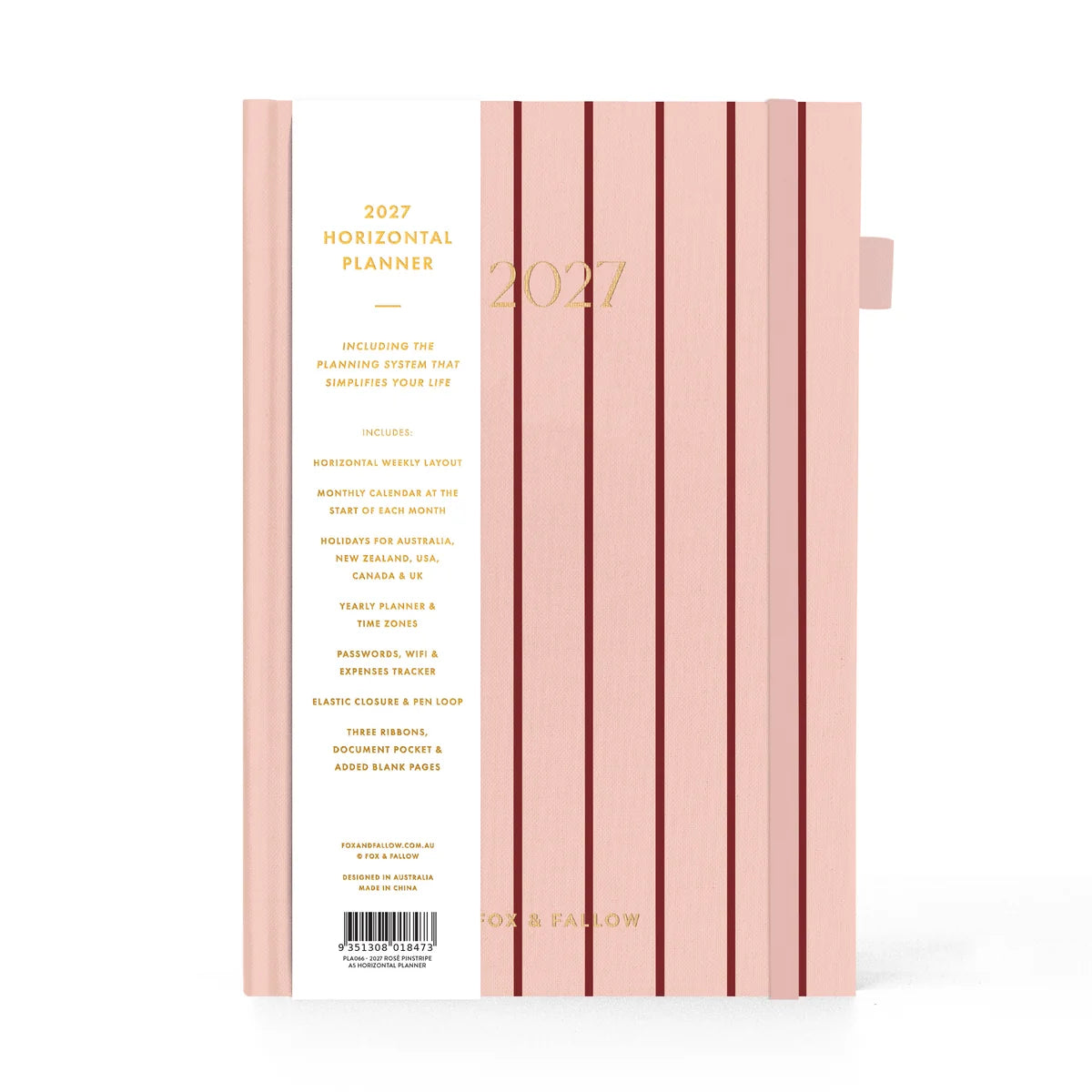 2027 A5 Horizontal Planner | Rosé Pinstripe