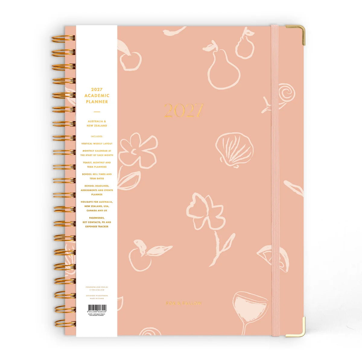 2027 A4 Academic Vertical Planner | Amalfi Peach