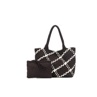 The Hampton 2 Piece Woven Neoprene Handbag | Chocolate And White