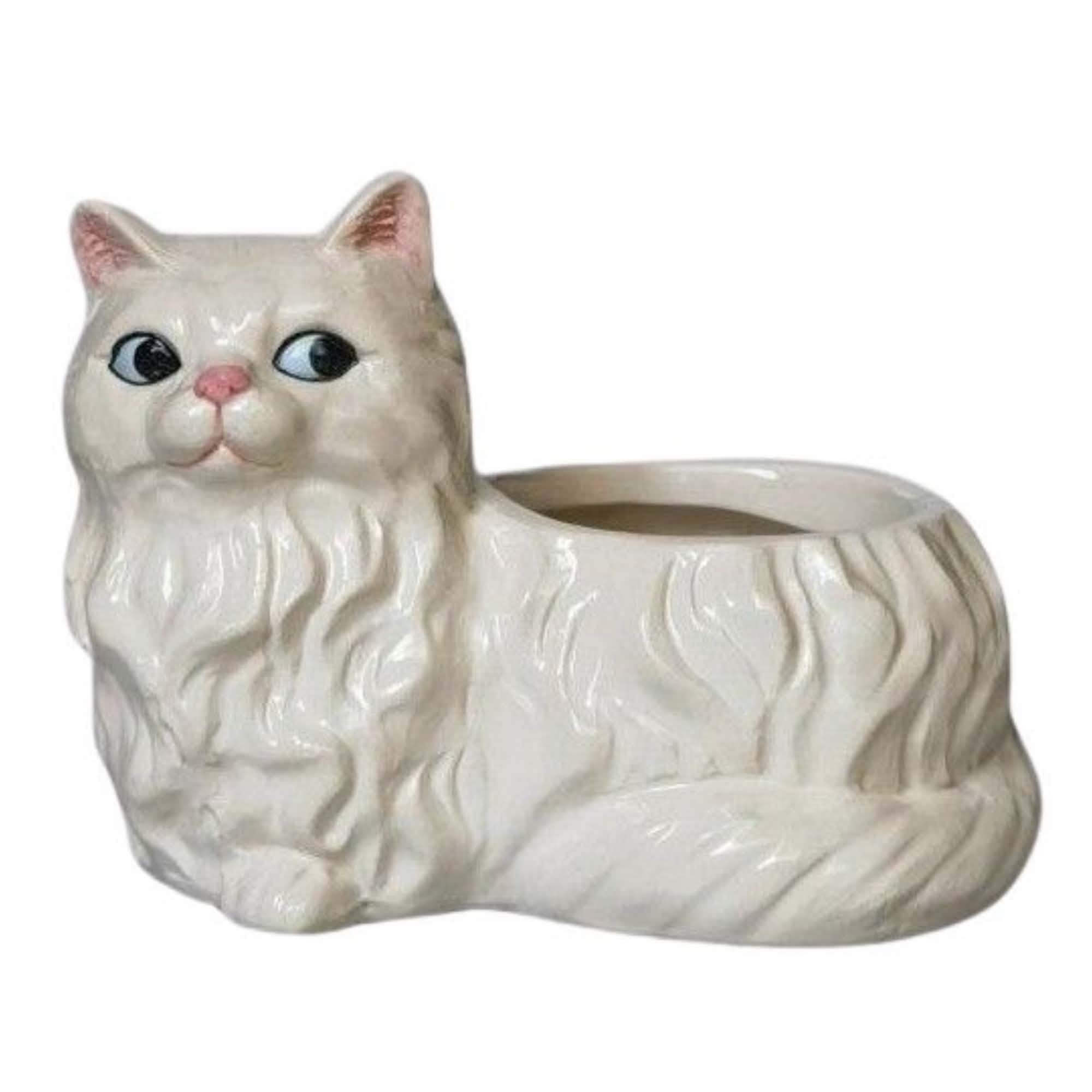 Winston Cat Planter White 15cm