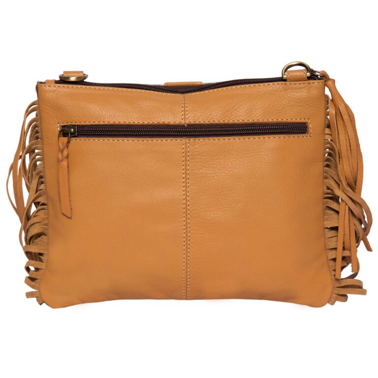 Mornington | Cowhide Sling Bag With Turquoise Stonework and Fringes
