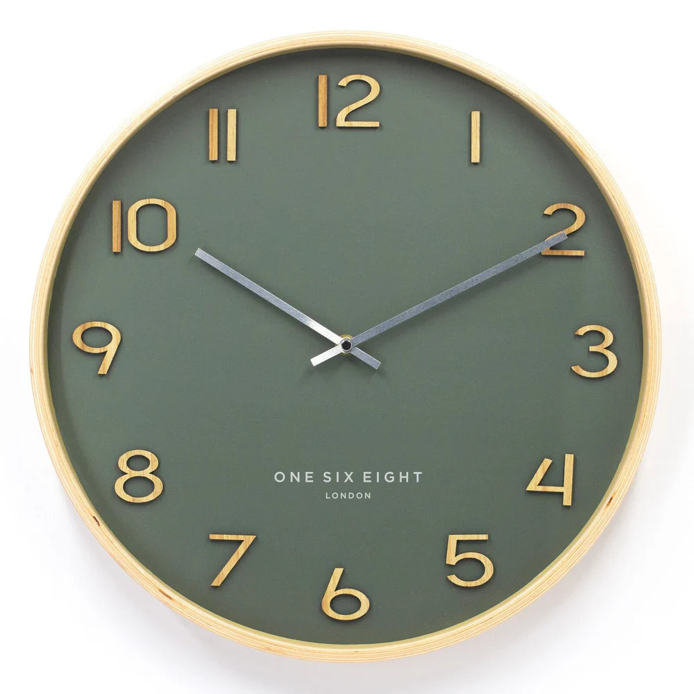 Wallace Silent Wall Clock | Olive Green