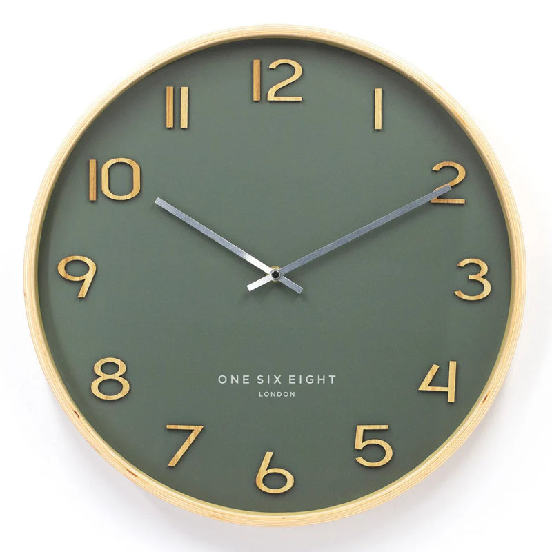 Wallace Silent Wall Clock | Olive Green