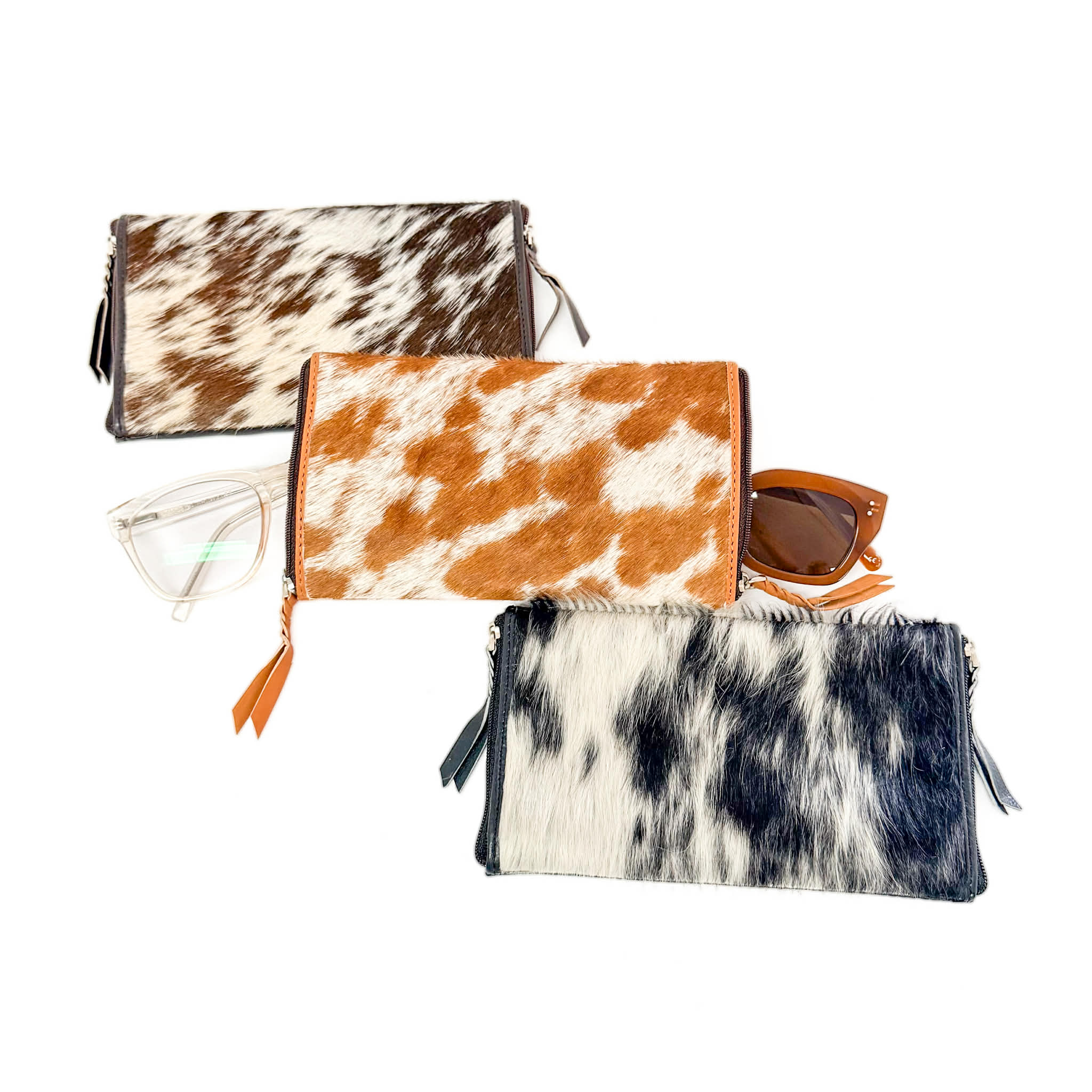 Cowhide Double Spectacle Case