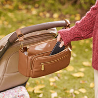 Multitasker Pram Caddy 2.0 | Chestnut Brown Vegan Leather