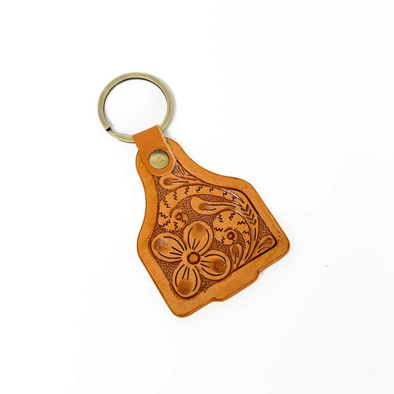 Tooling Leather Cattle Tag Keyring