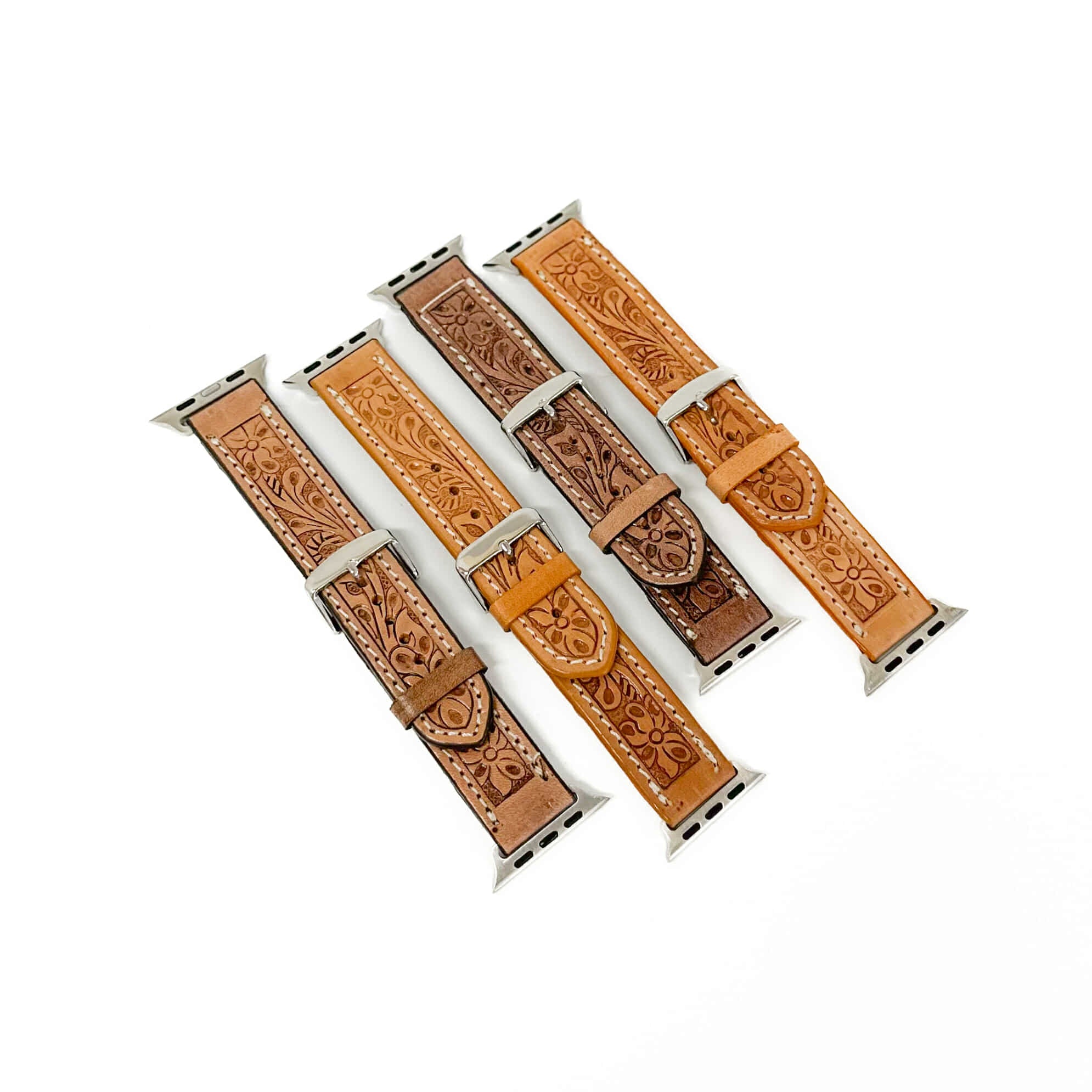 Tan Tooled Leather Watch Band