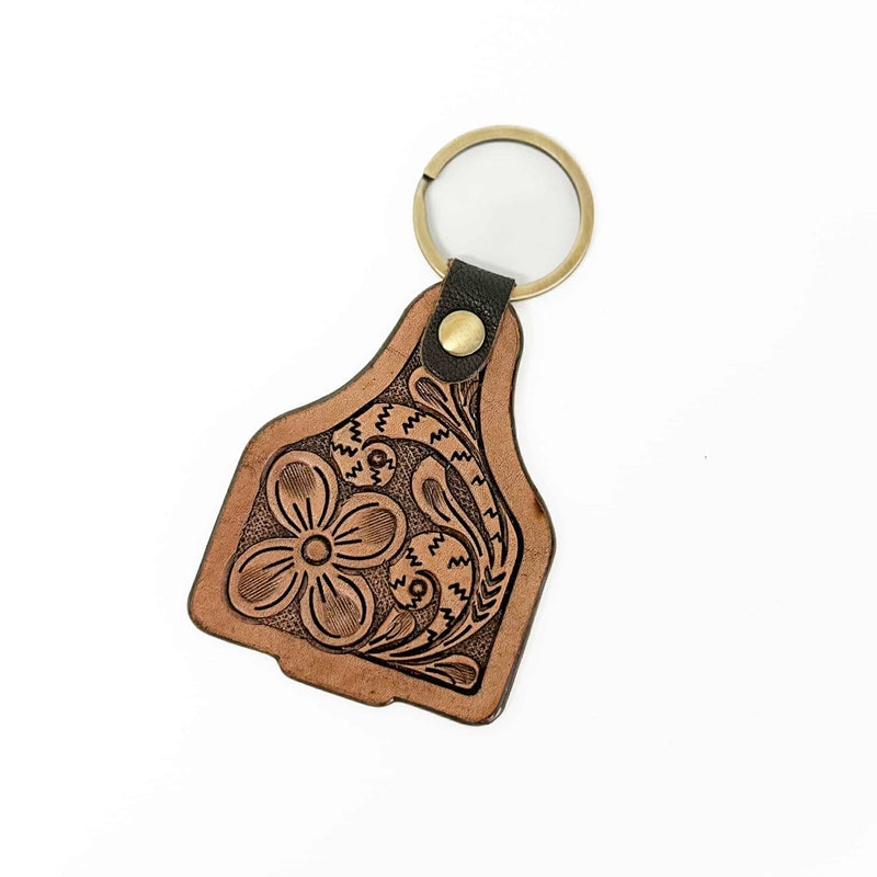 Tooling Leather Cattle Tag Keyring