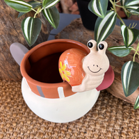Snail with Flower Shell Pot Sitter