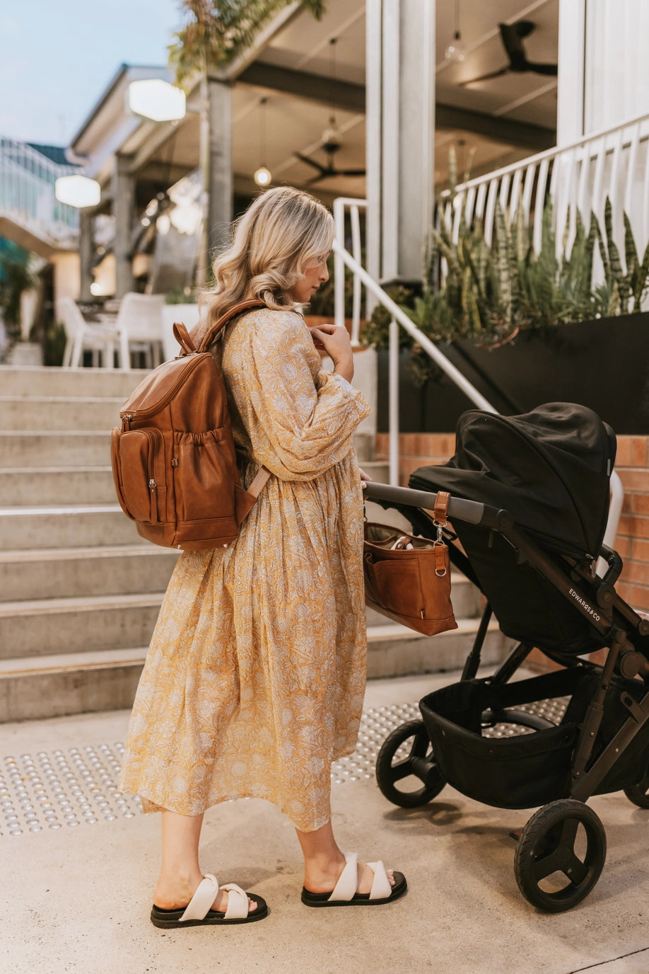 Signature Nappy Backpack | Tan Vegan Leather