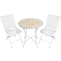 Almalfi Sand Mosaic S/3 70cm Table + 2 Chairs