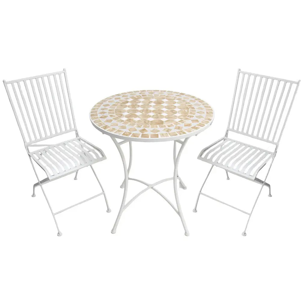 Almalfi Sand Mosaic S/3 70cm Table + 2 Chairs