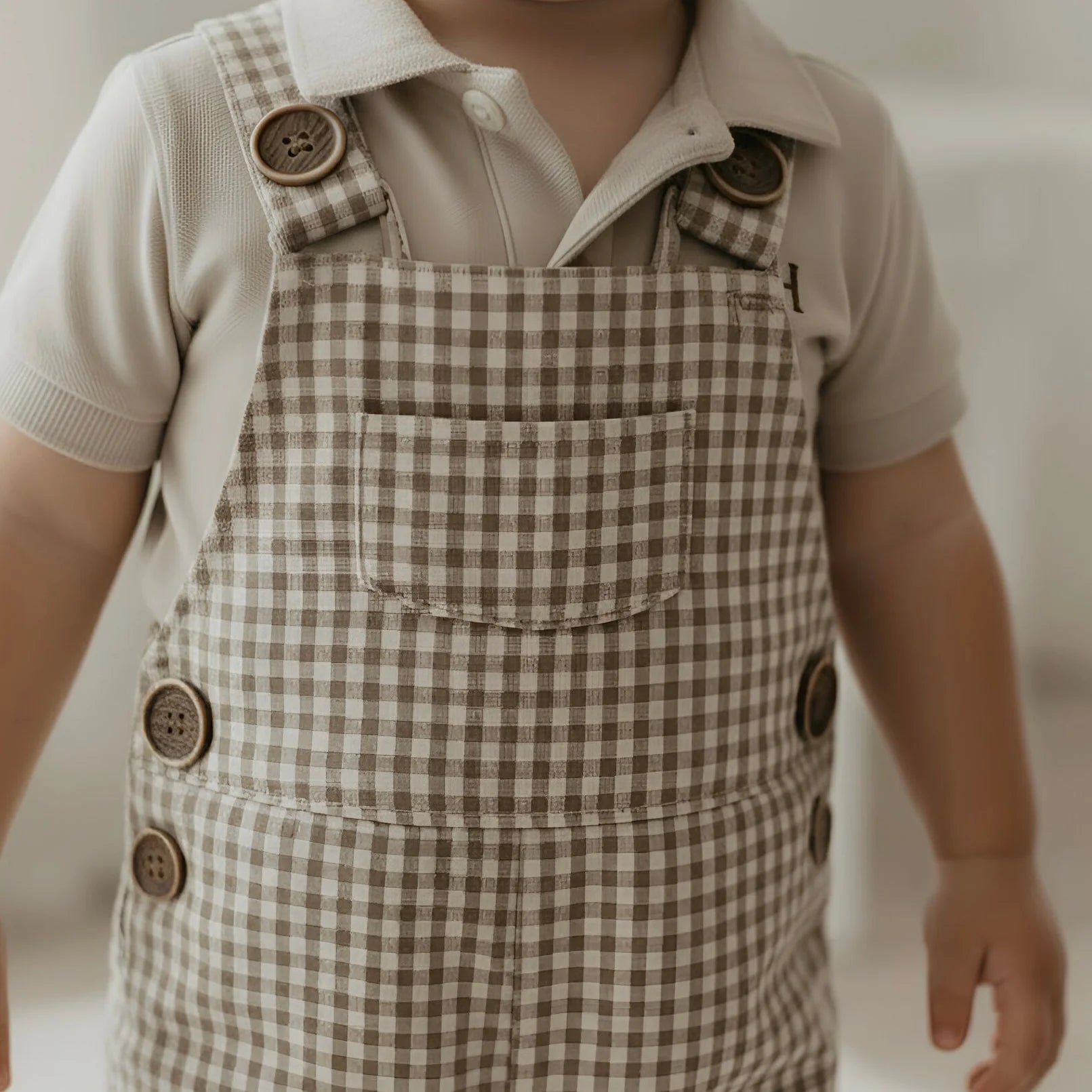 Baby Boys Roy Dungaree | Brown Gingham