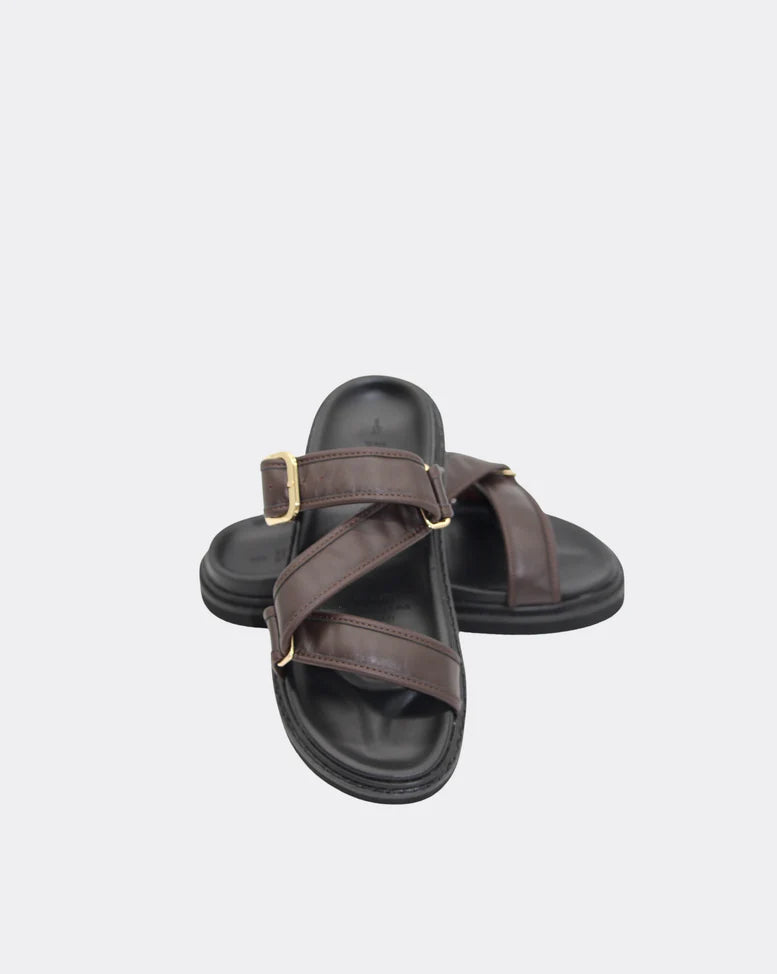 Maria Leather Slide | Choc