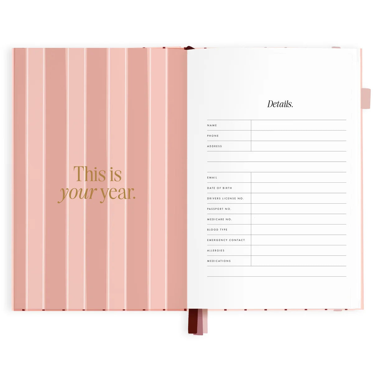 2027 A5 Horizontal Planner | Rosé Pinstripe