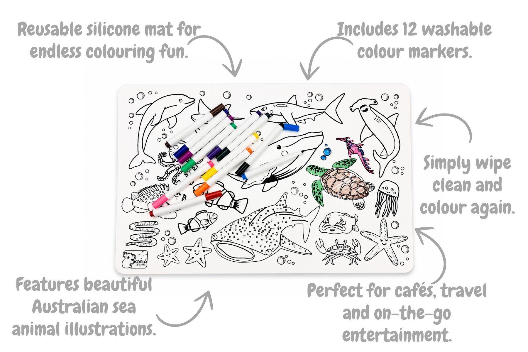 Reusable Silicone Drawing Mat | Sea Animals