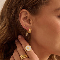 Double Drop Huggies | Yellow Gold