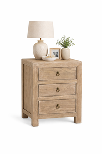 Elm 3 Drawer Bedside