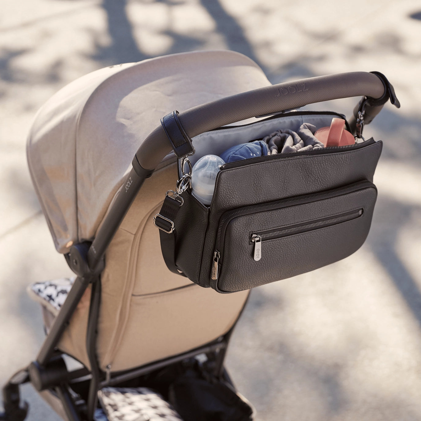 Multitasker Pram Caddy 2.0 | Black Vegan Leather